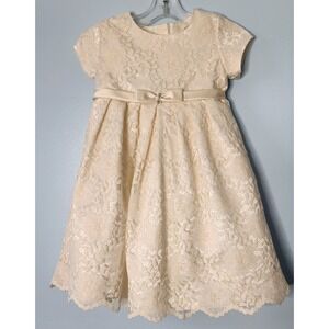 La Princess Lace Dress Toddler Girls 4T Ivory Rhinestone Wedding Party EXC
